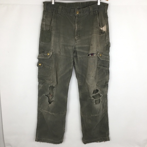 Carhartt Men's Distressed Relaxed Fit Cargo Carpenter Work Pants - Picture 1 of 15
